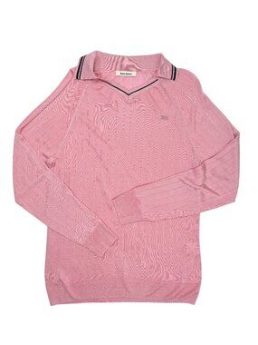 Wales Bonner Roots Polo Shirt in Pink & Navy